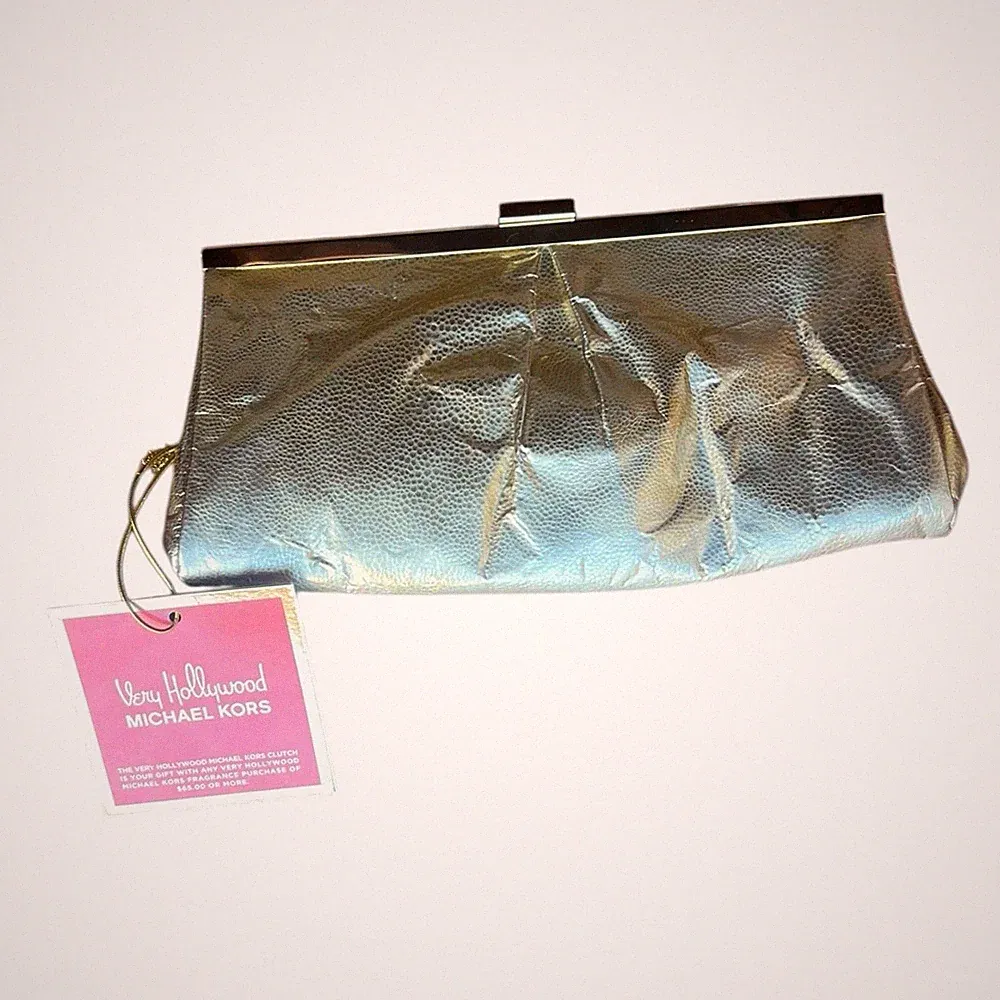 NWT MICHAEL KORS VERY HOLLYWOOD Metallic clutch Pouch Bag Travel Wallet Perfume